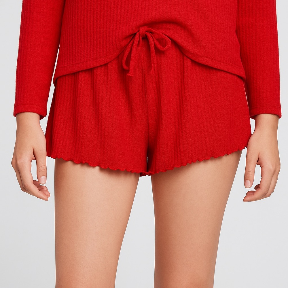 GAP FACTORY Waffle-Knit Brushed Shorts Red